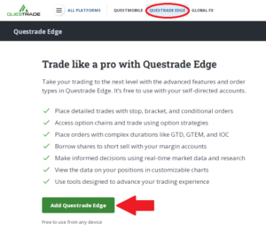 Questrade Revert Platform step 2